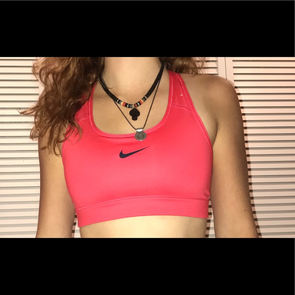 pink nike pro sports bra